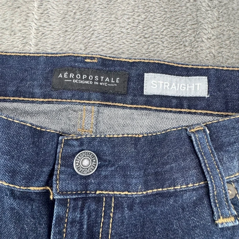 Aeropostale Straight Leg Jeans Mens 38x32 Dark Wash Blue Excellent 100% Cotton